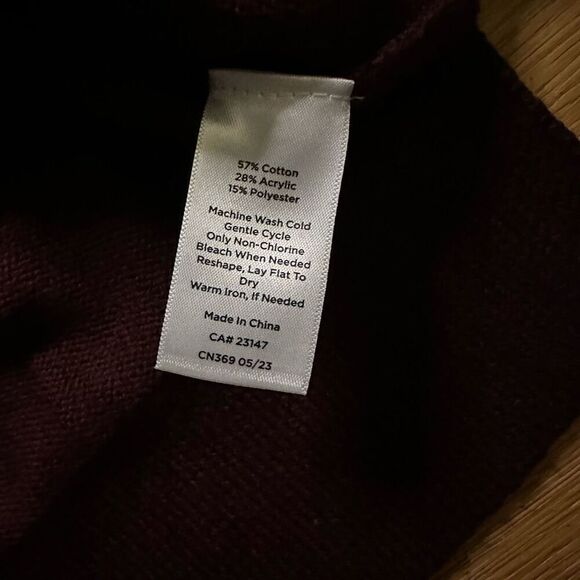 NWT Talbots fair isle yoke crewneck sweater maroon medium petite - Picture 7 of 8